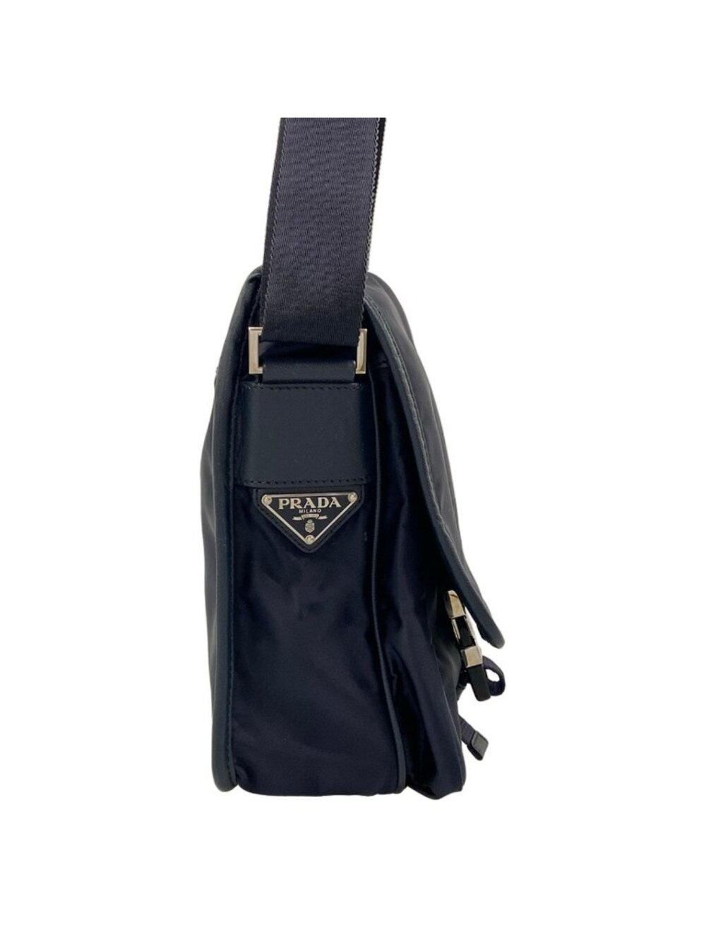 Prada Shoulder Bag Dark Navy Logo Leather - Picture 2 of 15